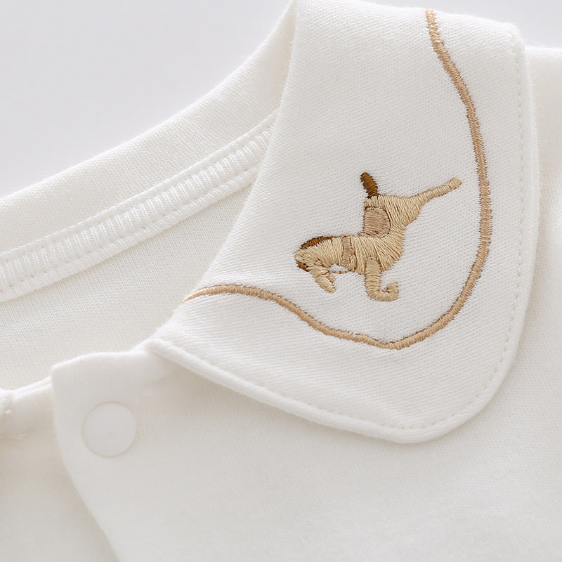 Baby Girls Logo Graphics 3D Angel Wing Patched Lapel Jumpsuit & Shirt